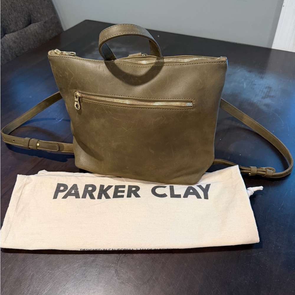 Parker Clay Olive Leather Backpack Purse - Miramar Mini Backpack - Picture 5 of 8